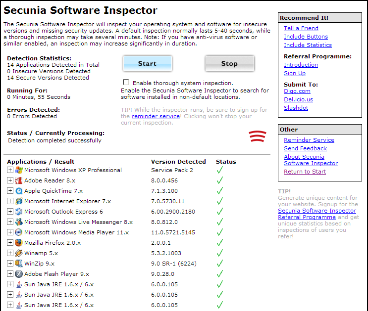 Secunia Software Inspector